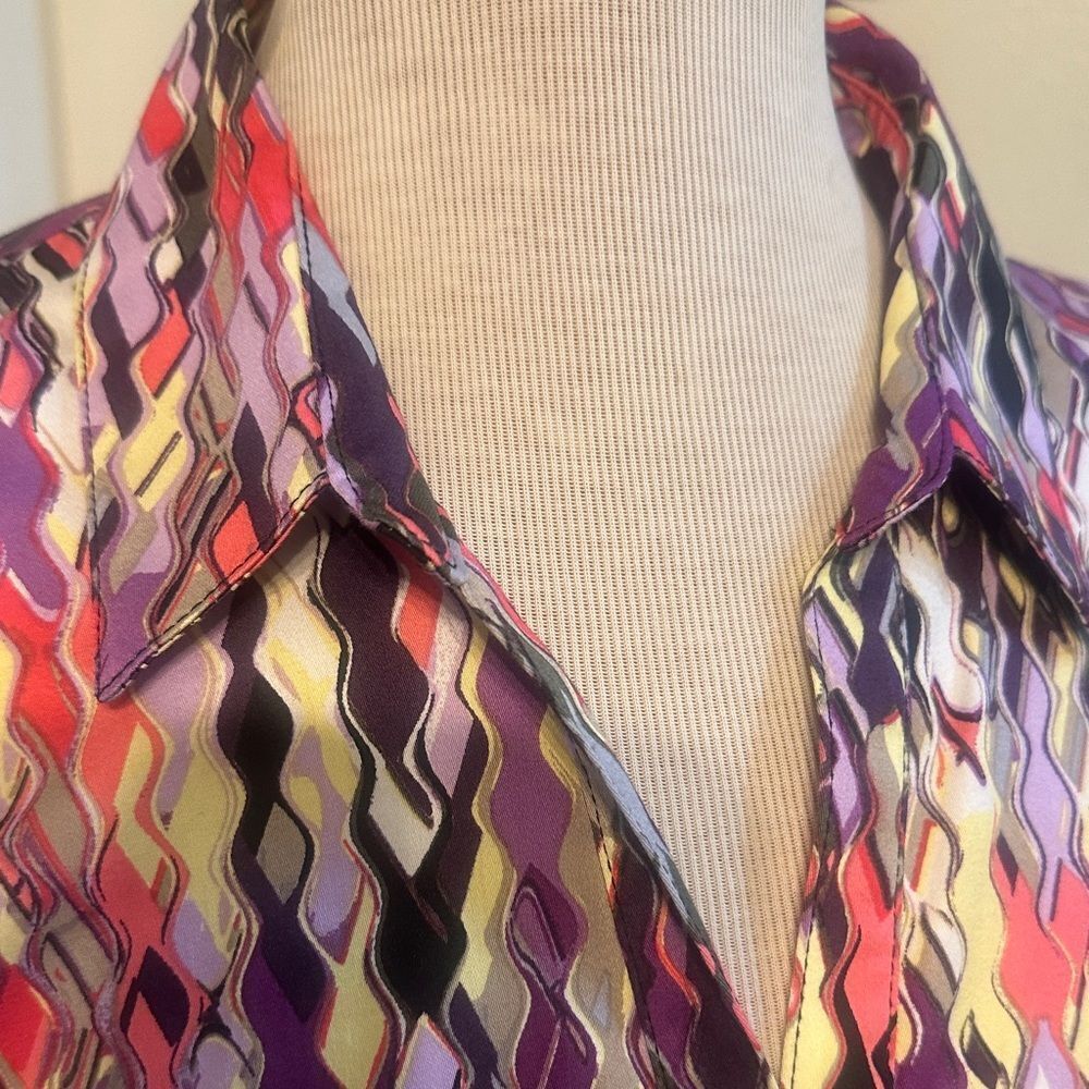Dana Buchman Multicolor Patterned Button Down Top… - image 8
